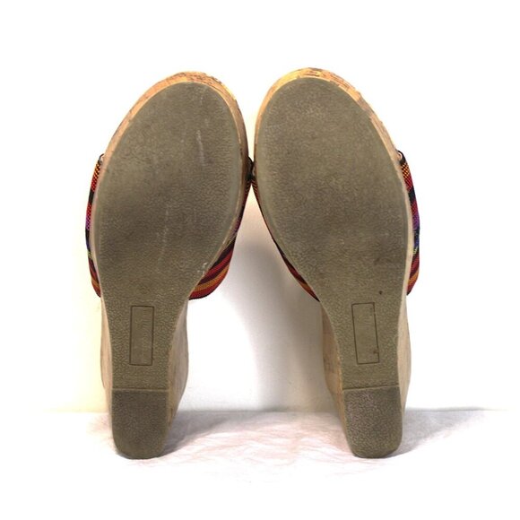 Montego Bay Club Size 8.5 Cork Heel Sandal Stretch Fabric Upper Material - Picture 5 of 6